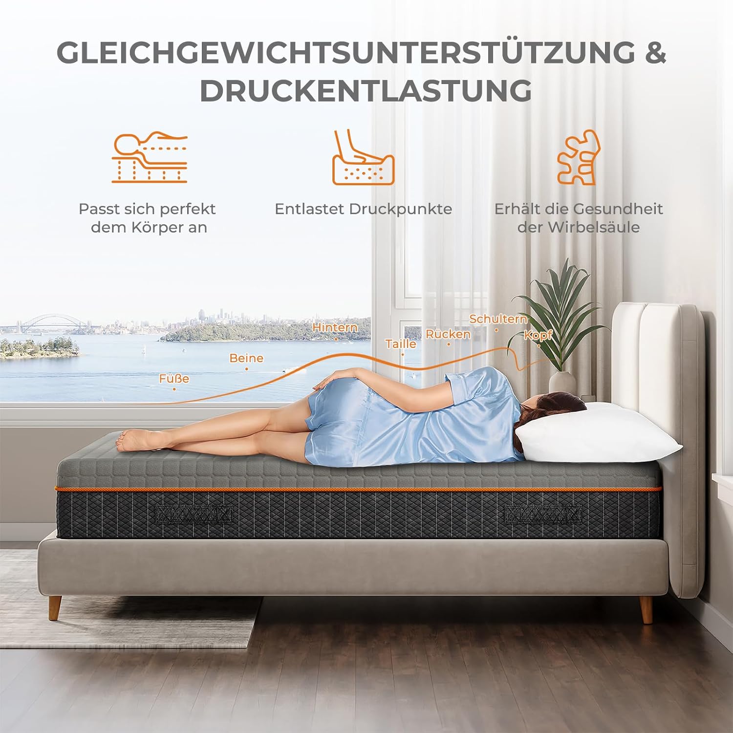 7-Zone Kaltschaummatratze 160x200x18 cm H3 Ergonomie Kühler Schlaf Oeko-Tex