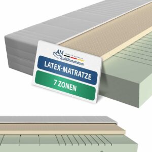 AM Qualitätsmatratzen 7-Zonen- und H3, 160x200 cm, 20 cm hoch, Oeko-Tex-zertifiziert, Hybrid aus Naturlatex und Kaltschaum – Made in Germany