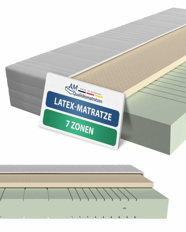 AM Qualitätsmatratzen 7-Zonen- und H3, 160x200 cm, 20 cm hoch, Oeko-Tex-zertifiziert, Hybrid aus Naturlatex und Kaltschaum – Made in Germany