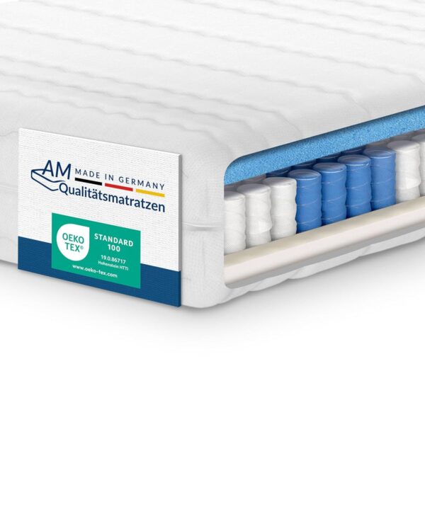 AM Quality Orthopädische 7-Zonen Taschenfederkernmatratze, 160x200 cm, Härtegrad H3