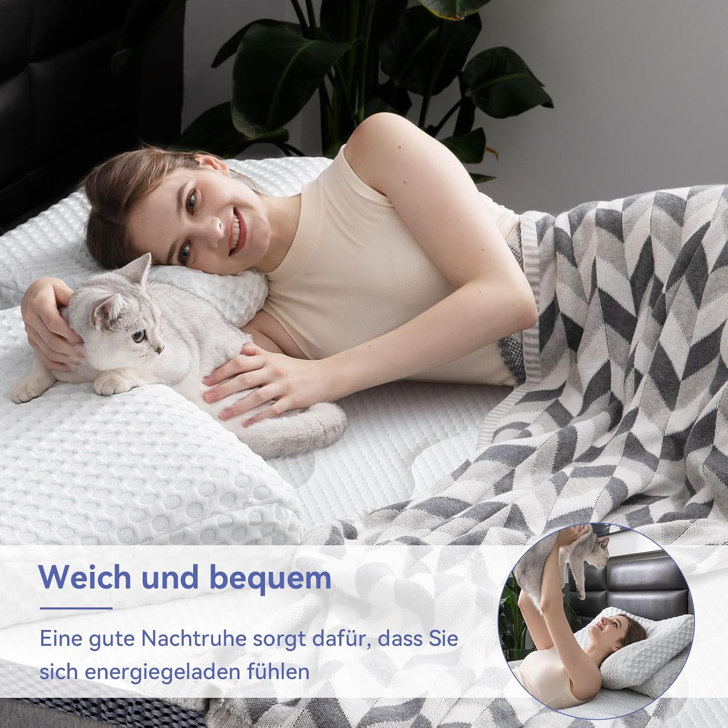 Amazon Basics Matratzenauflage 160x200 7cm Gel-Schaum atmungsaktiv weiß