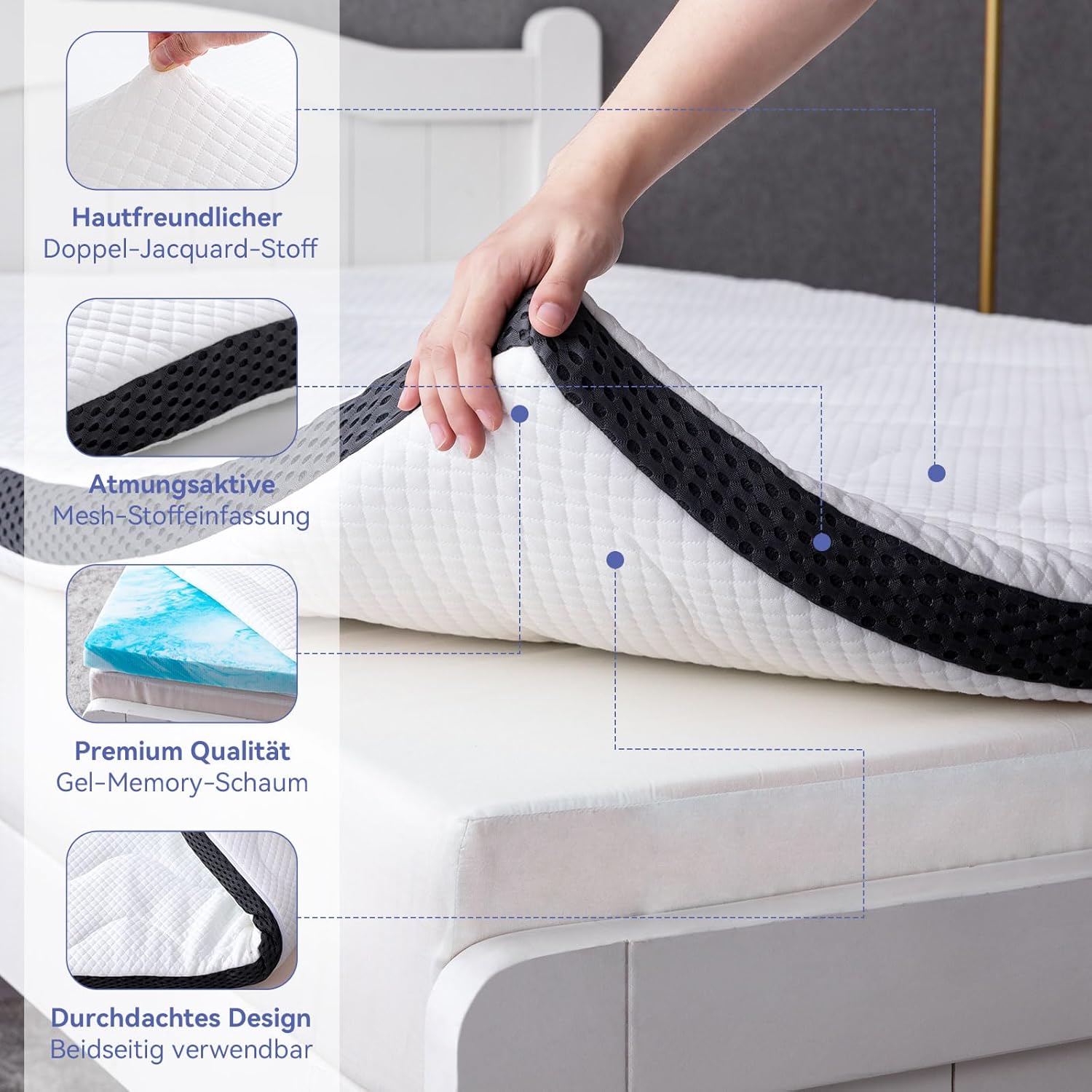 Amazon Basics Matratzenauflage 180x200 7cm Gel- & Kaltschaum weiß