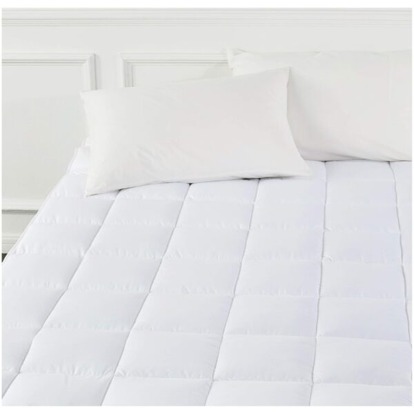 Amazon Basics Matratzenauflage Mikrofaser 160x200x30 cm Weiß mit Befestigungsriemen