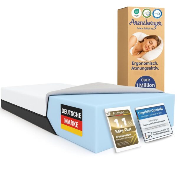 Arensberger Kaltschaummatratze 160x200 H3 Nanocell-Gel atmungsaktiv waschbar