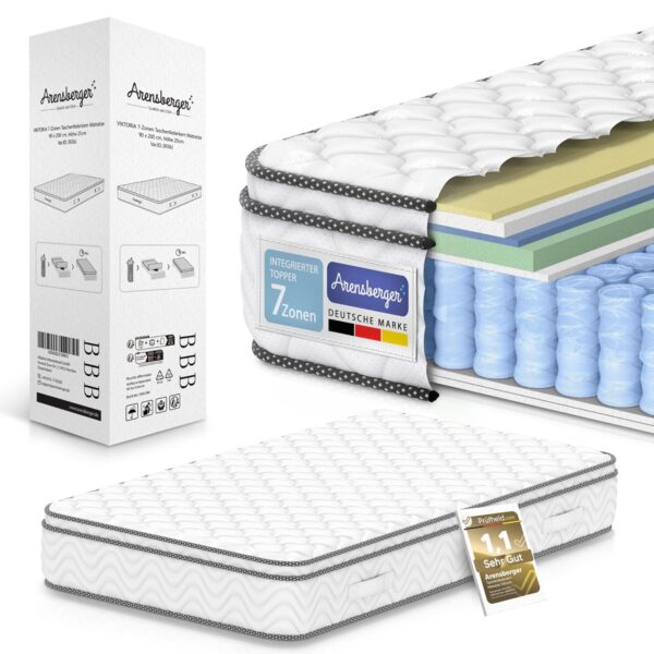 Arensberger® Matratze Taschenfederkern Top mit Visco-Kaltschaum-Topper