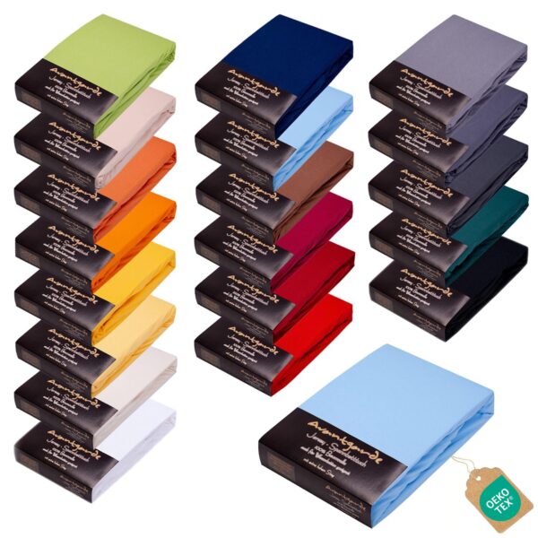 Avantgarde Spannbetttuch 180x200–200x220-40cm 170g/m² Jersey Baumwolle für Boxspring