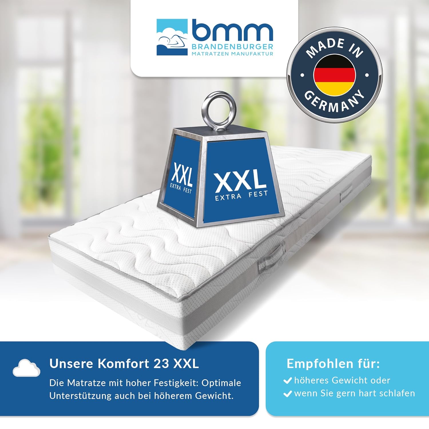 BMM Comfort Matratze Super XXL 160x200 H4 Extra Fest 7-Zonen Kaltschaum 23cm