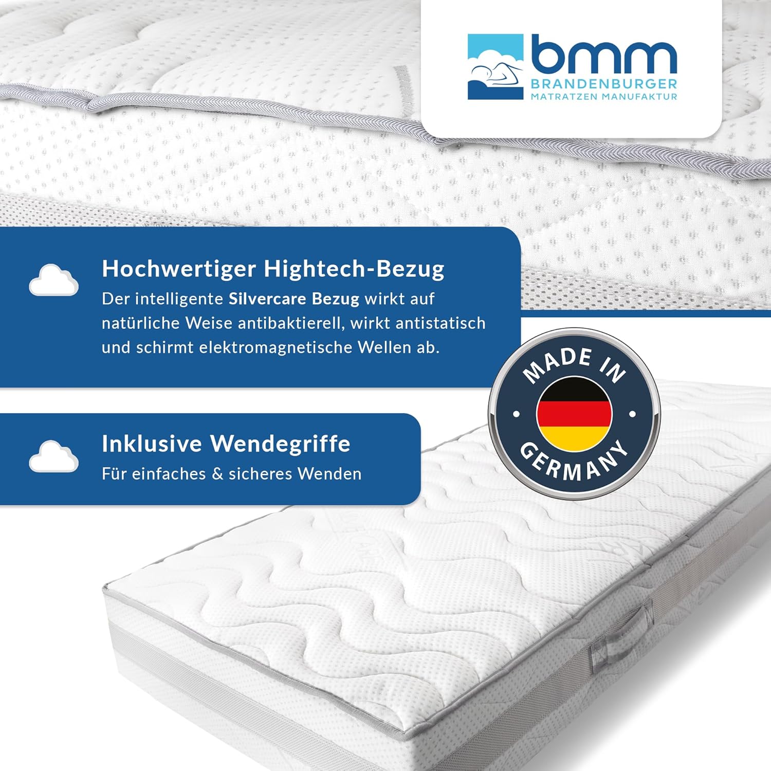 BMM Comfort Matratze Super XXL 160x200 H4 Extra Fest 7-Zonen Kaltschaum 23cm