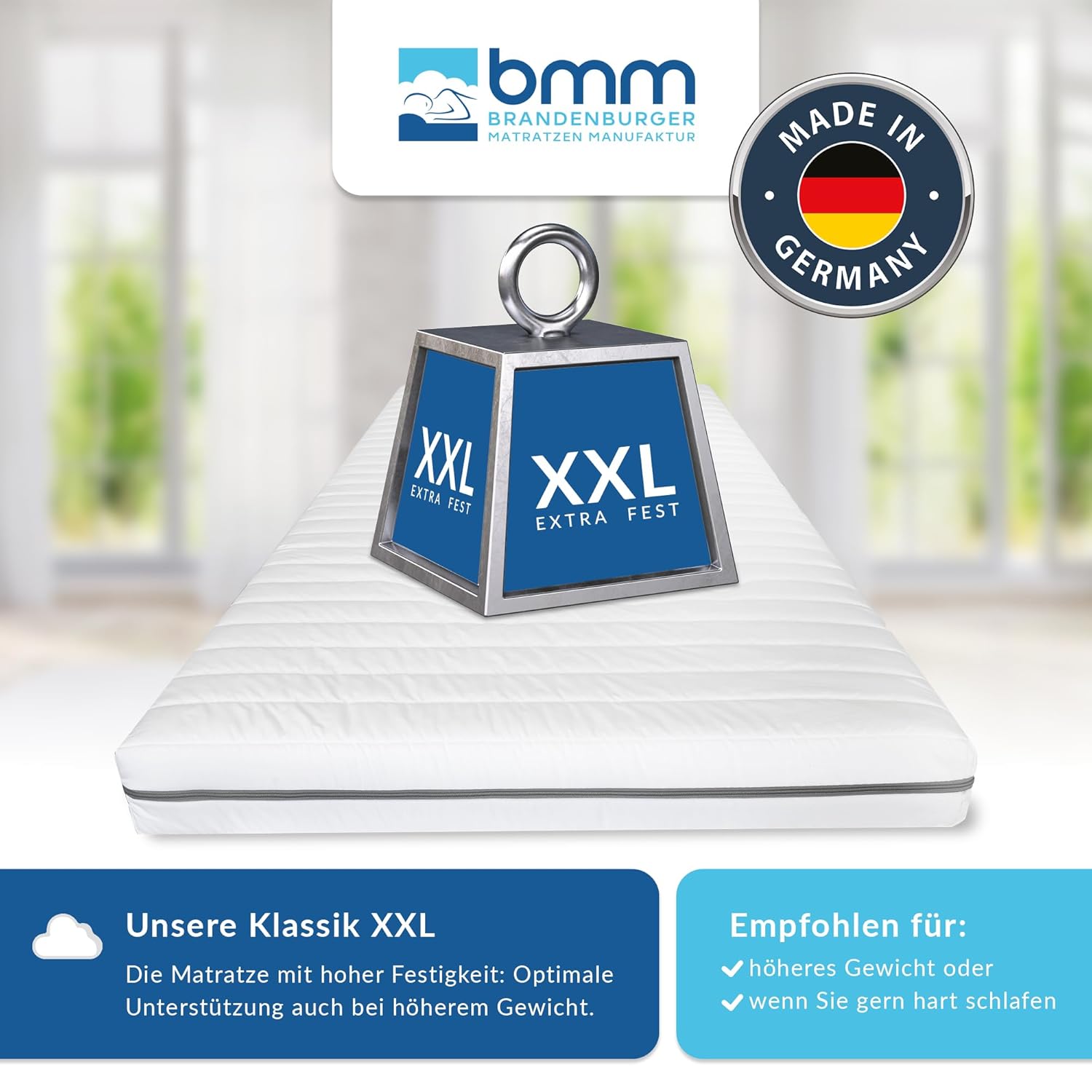 BMM Matratze 160x200 H4 Extra Fest 7-Zonen Kaltschaummatratze Oeko-Tex zertifiziert