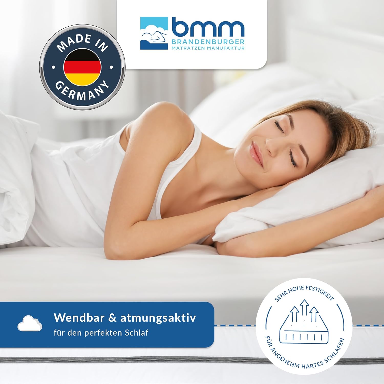 BMM Matratze 160x200 H4 Extra Fest 7-Zonen Kaltschaummatratze Oeko-Tex zertifiziert