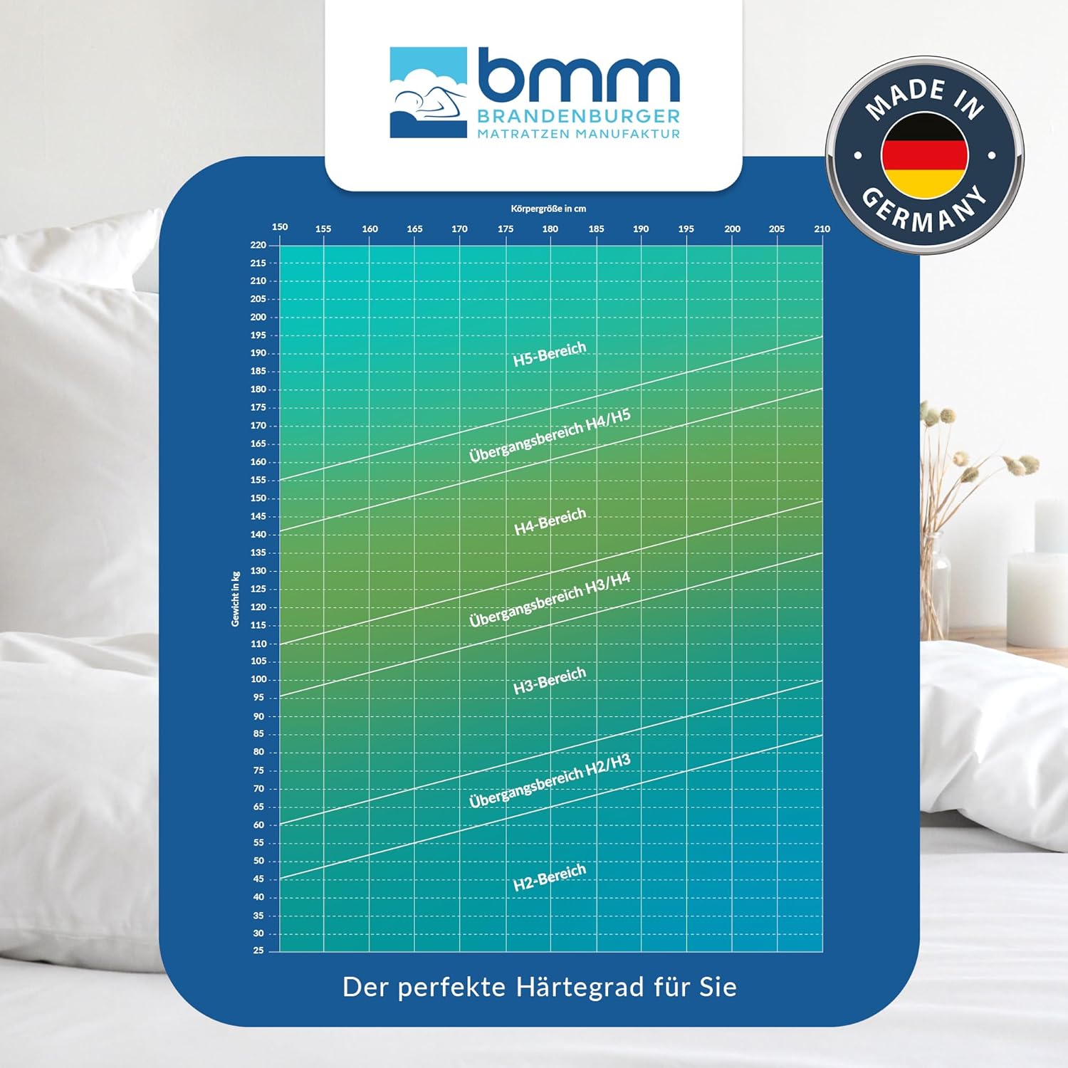 BMM Matratze 160x200 H5 7-Zonen Kaltschaummatratze Härtegrad 19, 19 cm hoch, Oeko-Tex