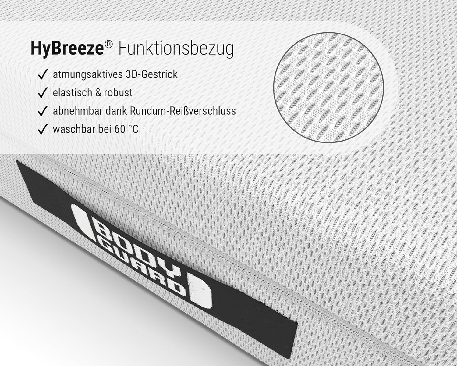 Bodyguard Anti-Cartel Matratze H3/H4 Medium Firm, Waschbarer Bezug 60°C, Oeko-Tex® 100