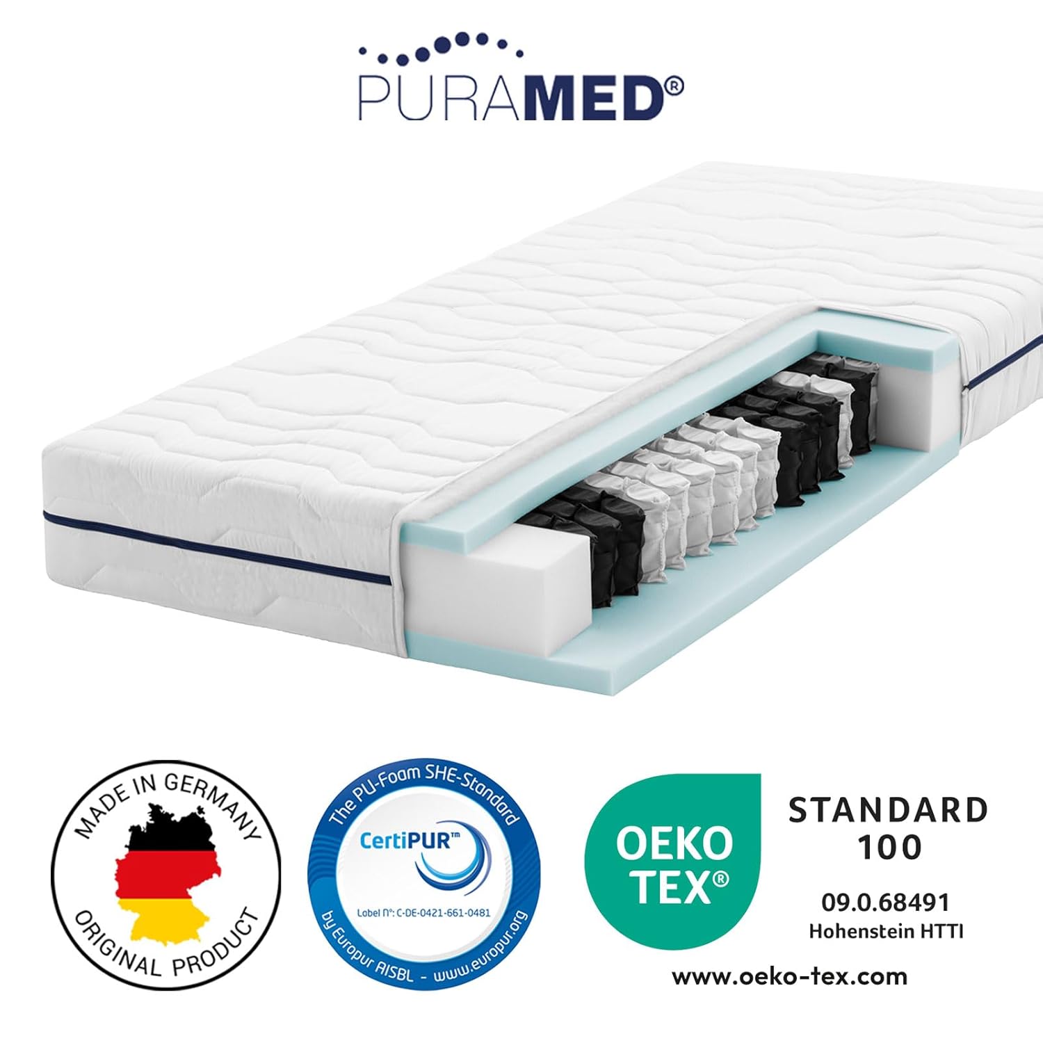 Bodyguard Taschenfederkernmatratze H3 7-Zonen 160x200 cm waschbarer Bezug