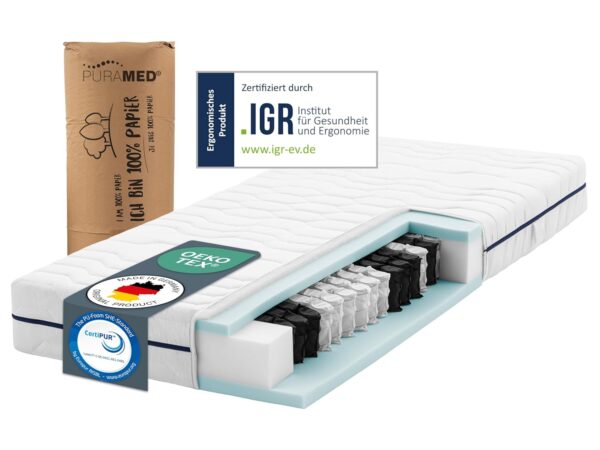 Bodyguard Taschenfederkernmatratze H3 7-Zonen 160x200 cm waschbarer Bezug