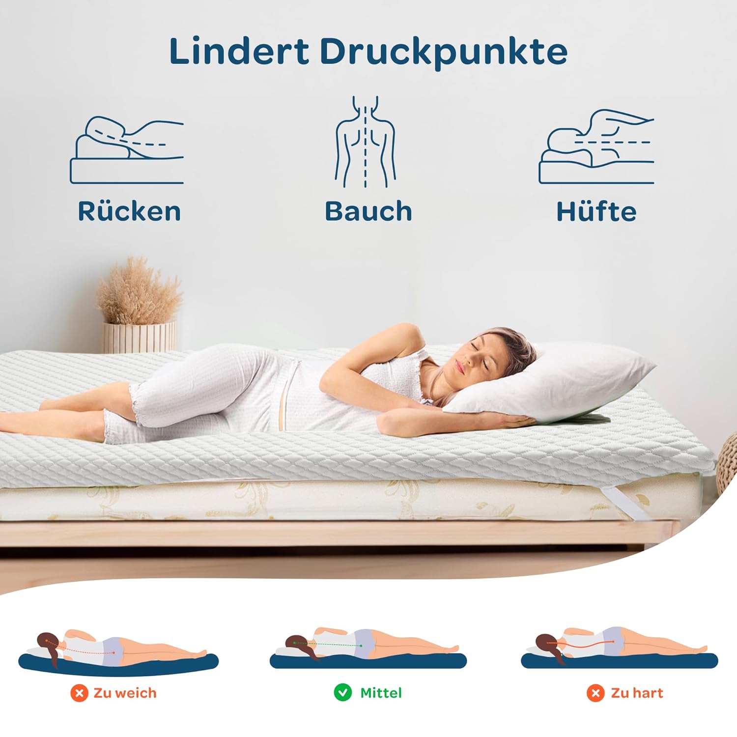 DOLCI SOGNI Topper 100% Memory Foam 120x190 cm, 5 cm, kühlender Bezug, Made in Italy