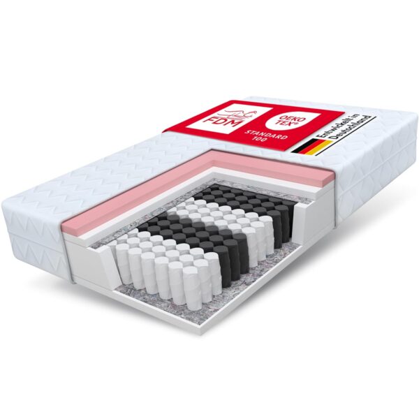 FDM Matratze 160x200 H2/H3 7-Zonen Taschenfederkern mit Visco-Oberfläche und Oeko-Tex Bezug