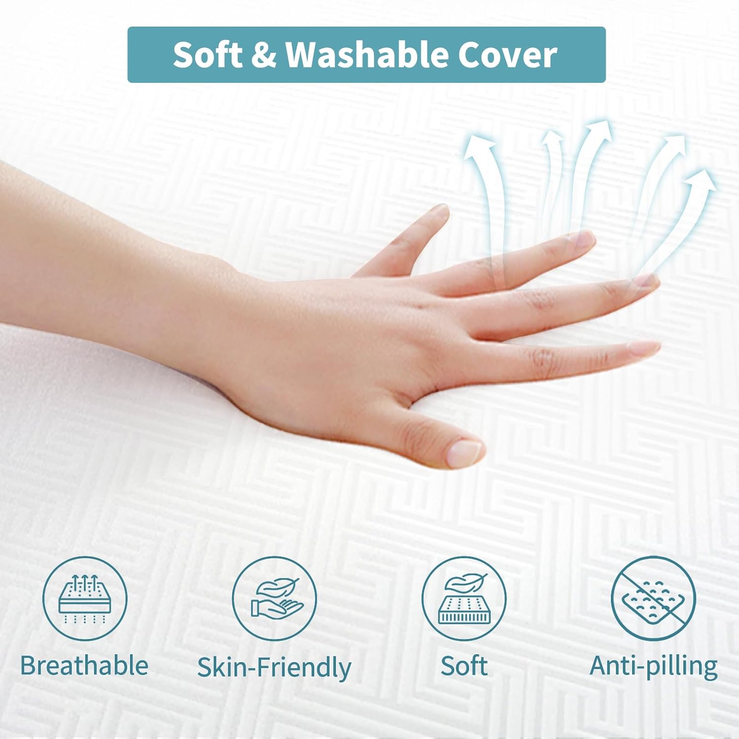 Folding Mattress 140 x 200 x 15 cm – 4-teilig, H3 Härte, Abnehmbarer Bezug