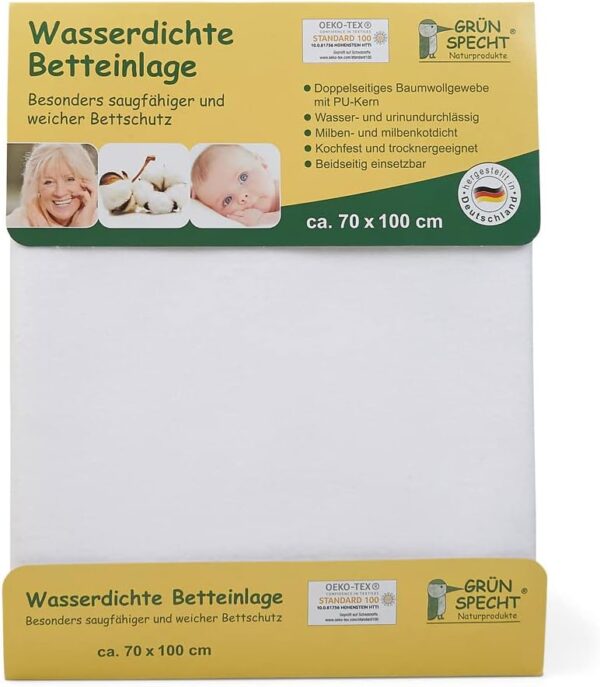 Grünspecht Wasserdichter Matratzenauflage 70x100 cm Baumwolle atmungsaktiv