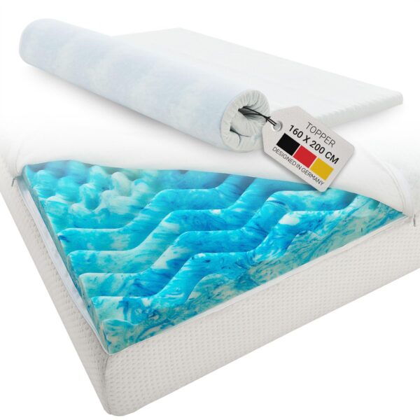 Juskys Matratzenauflage 160x200, 7-Zonen Kaltschaum, 7 cm, H2-H3, waschbarer Bezug