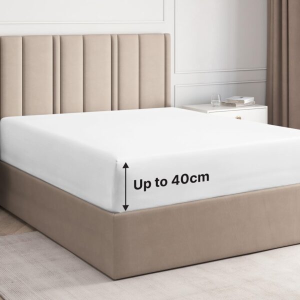 King Fitted Sheet 100% Baumwolle, Deep Pocket 40 cm, 400 TC, 150x200 cm