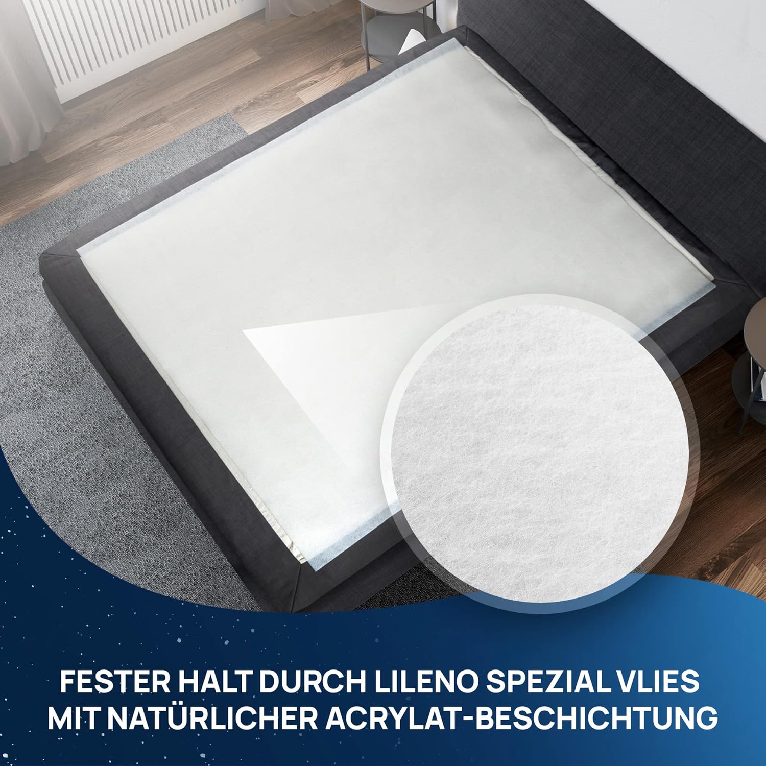 LILENO HOME Unterlage für Boxspringbett 140x200 cm rutschfest als Teppichstopper