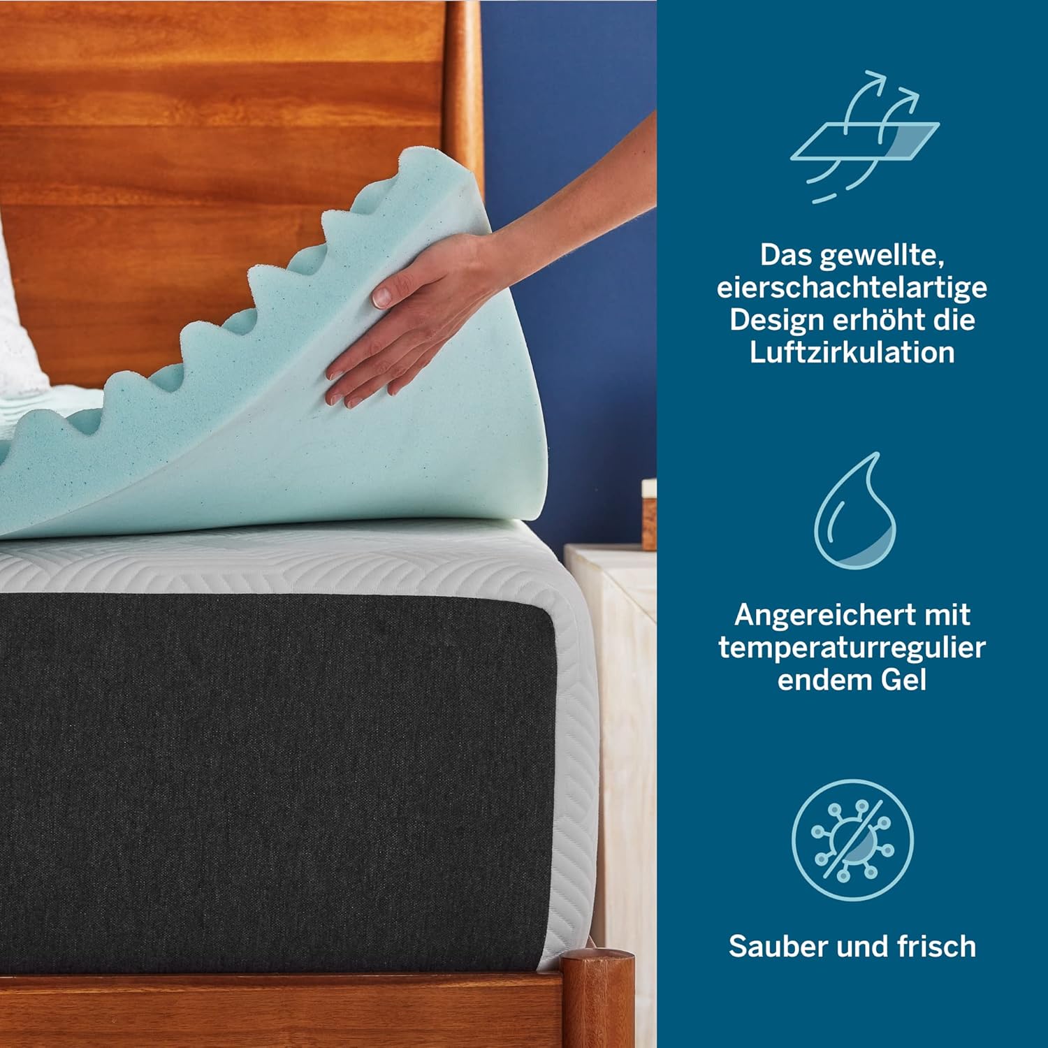 Lucid 5 cm Matratzenauflage mit Zonen und Cooling-Gel Memory-Schaum, 120x190 cm