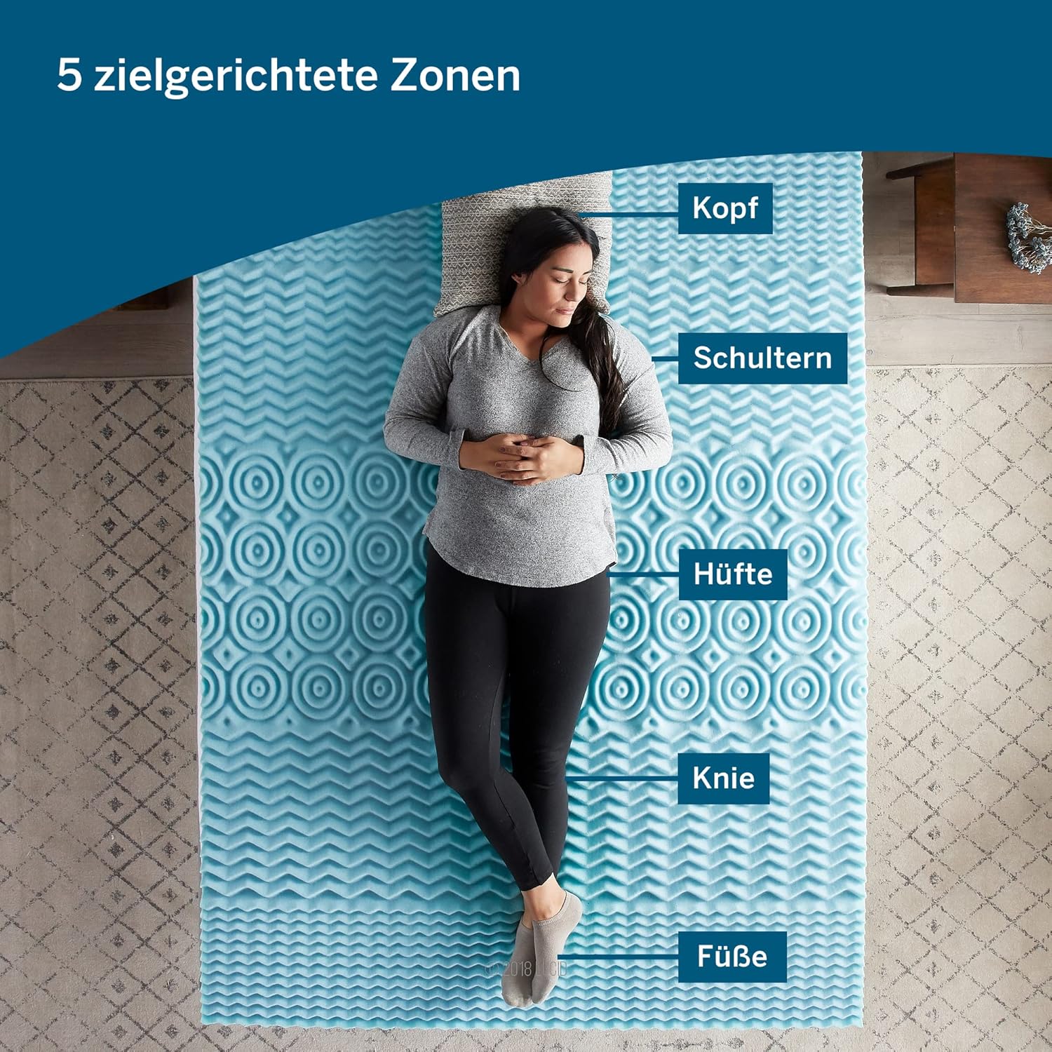 Lucid 5 cm Matratzenauflage mit Zonen und Cooling-Gel Memory-Schaum, 120x190 cm