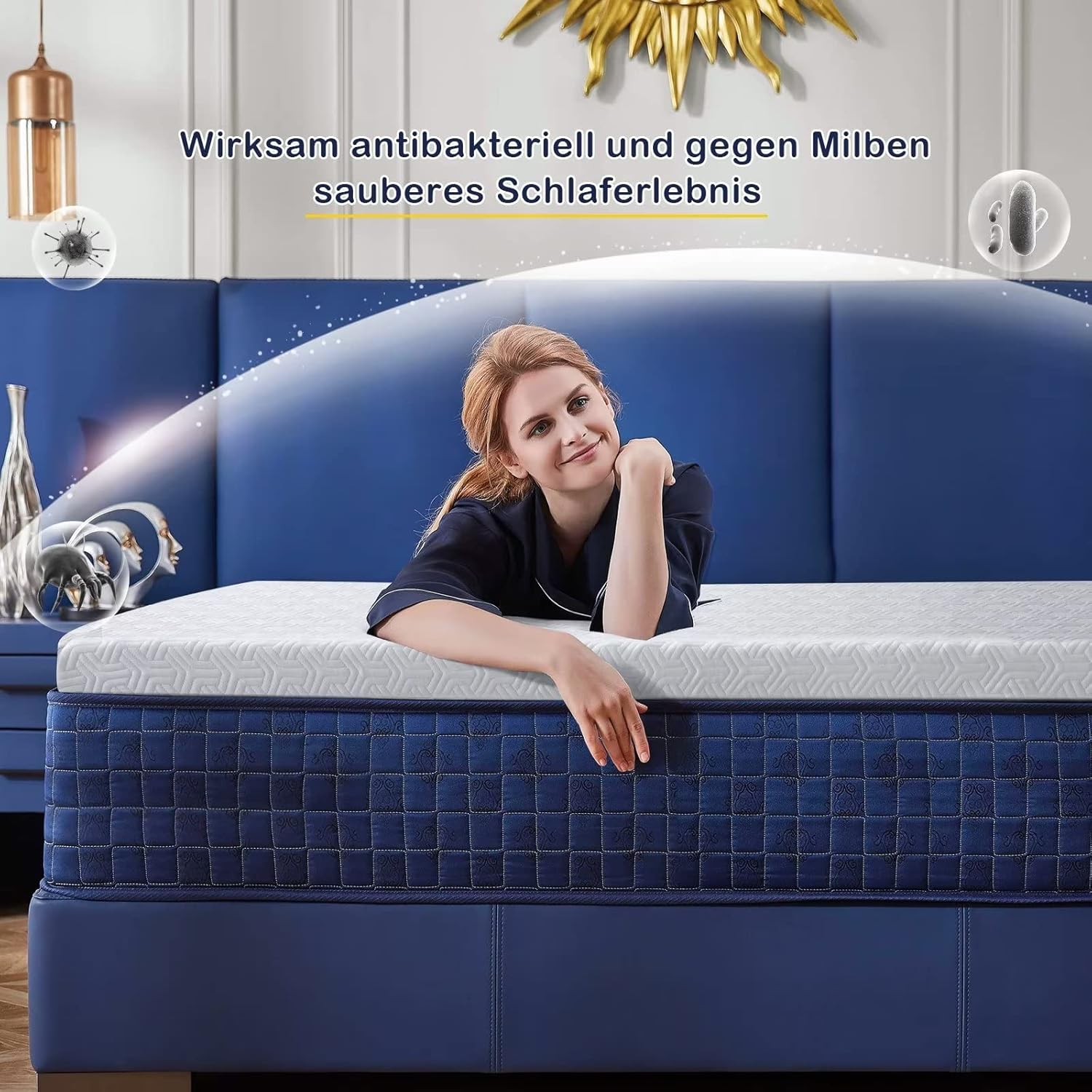 Memory Gel Schaummatratze Topper H2/H3, 180x200 cm, 7,5 cm, Oeko-Tex®