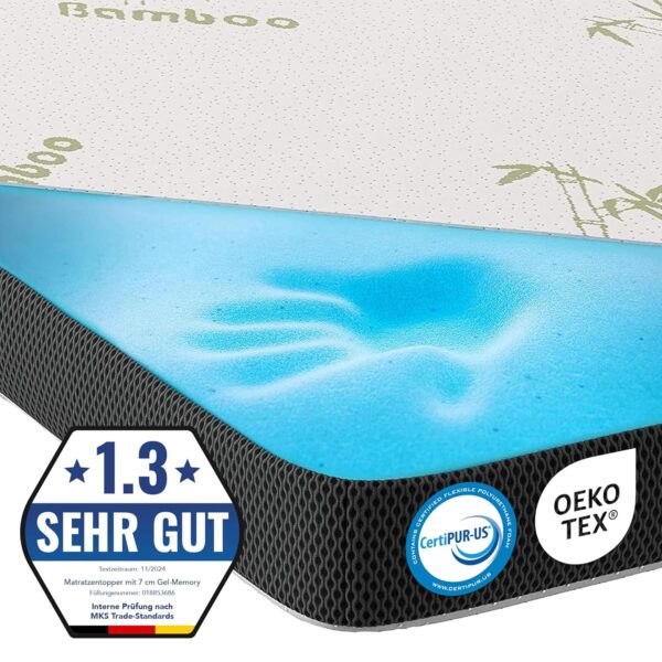 MKS® Matratzenauflage 160x200 H3 7cm Gel-Viscoflex mit 3D-Luftzirkulation