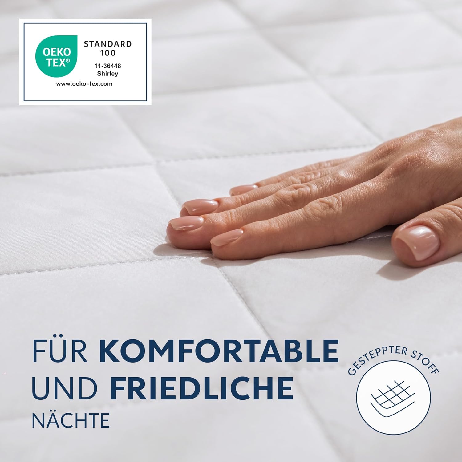 Quilted Mattress Topper 200x200 cm – 40 cm Höhe, elastisch, atmungsaktiv, Oeko-Tex