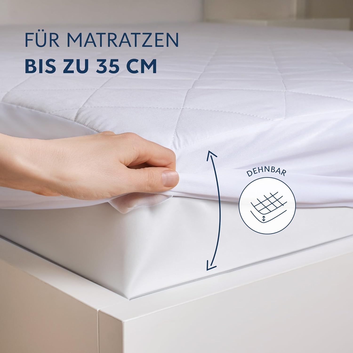 Quilted Mattress Topper 200x200 cm – 40 cm Höhe, elastisch, atmungsaktiv, Oeko-Tex