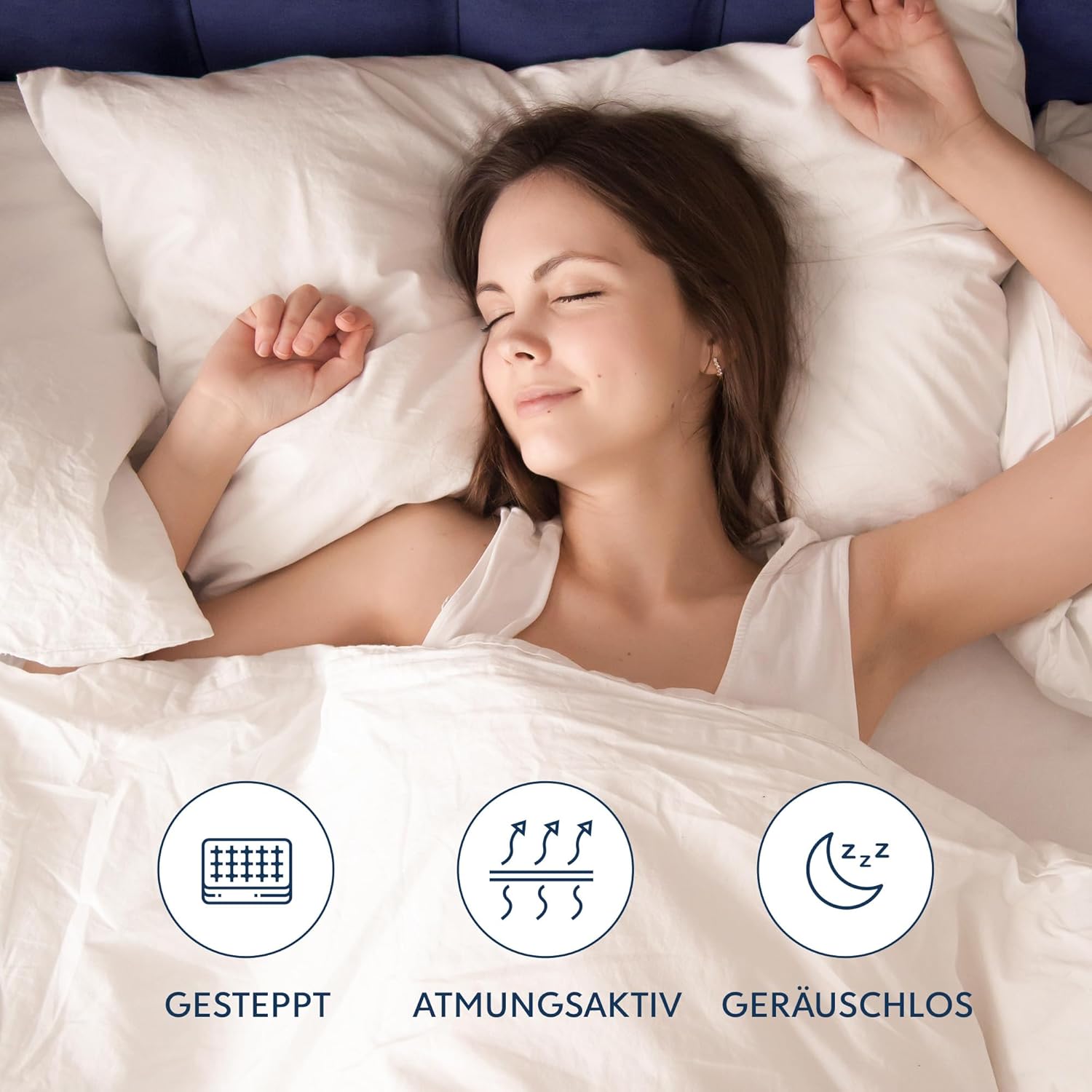 Quilted Mattress Topper 200x200 cm – 40 cm Höhe, elastisch, atmungsaktiv, Oeko-Tex