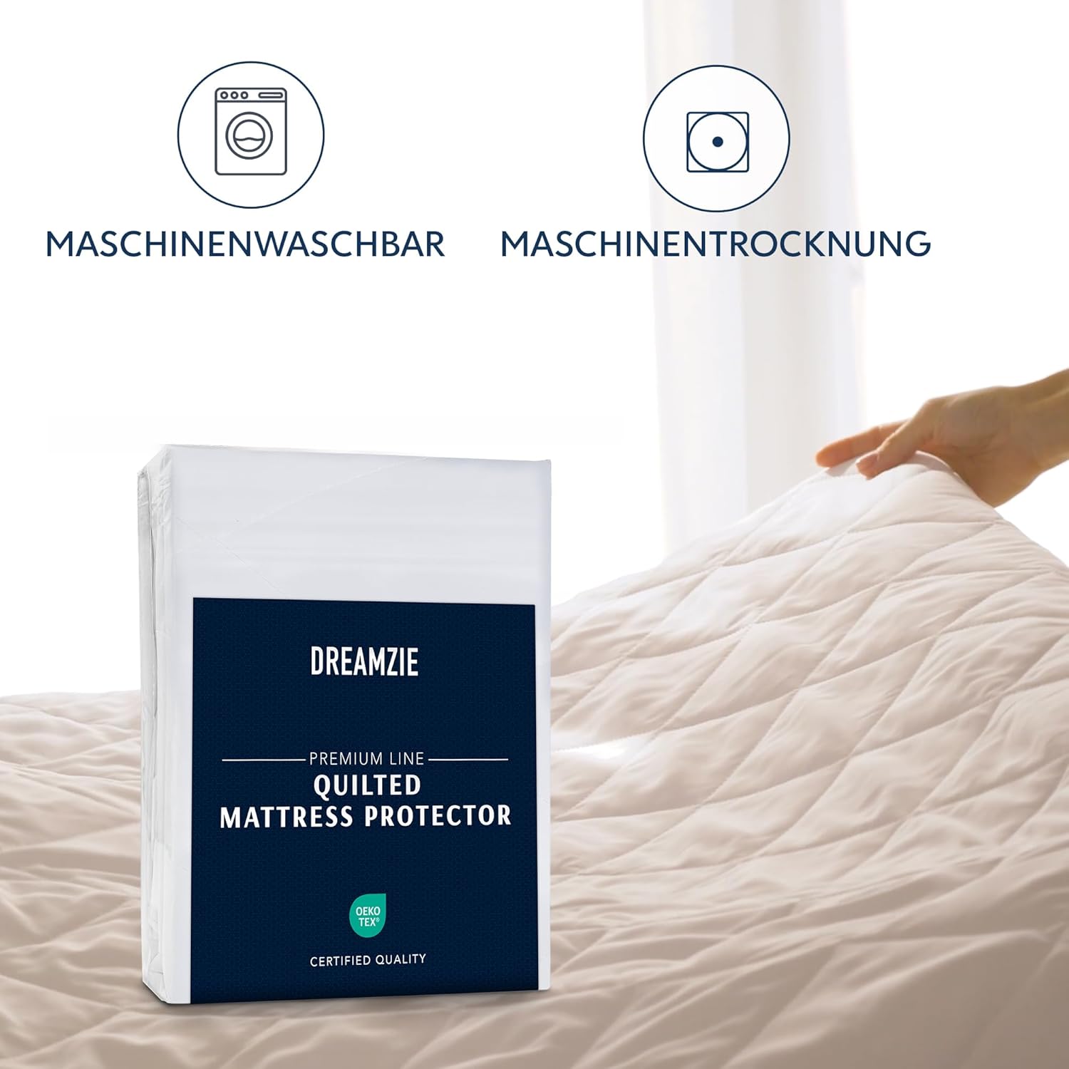 Quilted Mattress Topper 200x200 cm – 40 cm Höhe, elastisch, atmungsaktiv, Oeko-Tex