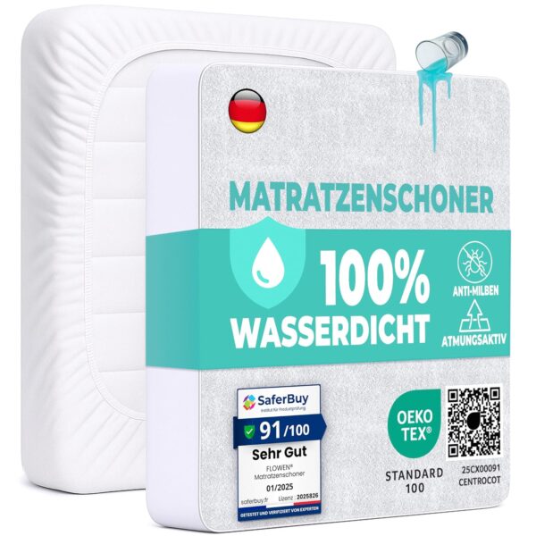 SleepGuard Matratzenschoner 90x200 wasserdicht atmungsaktiv Baumwolle/Microfaser