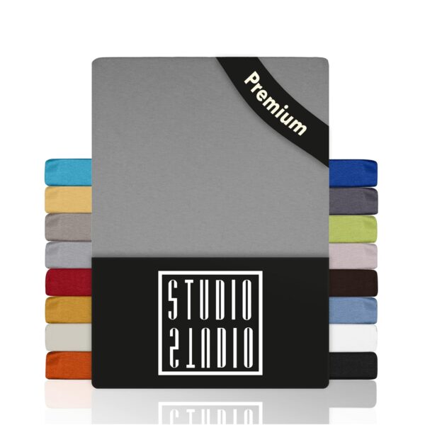 STUDIO Spannbetttuch 180x200-200x200 cm, 100% Baumwolle, Made in EU, Silber