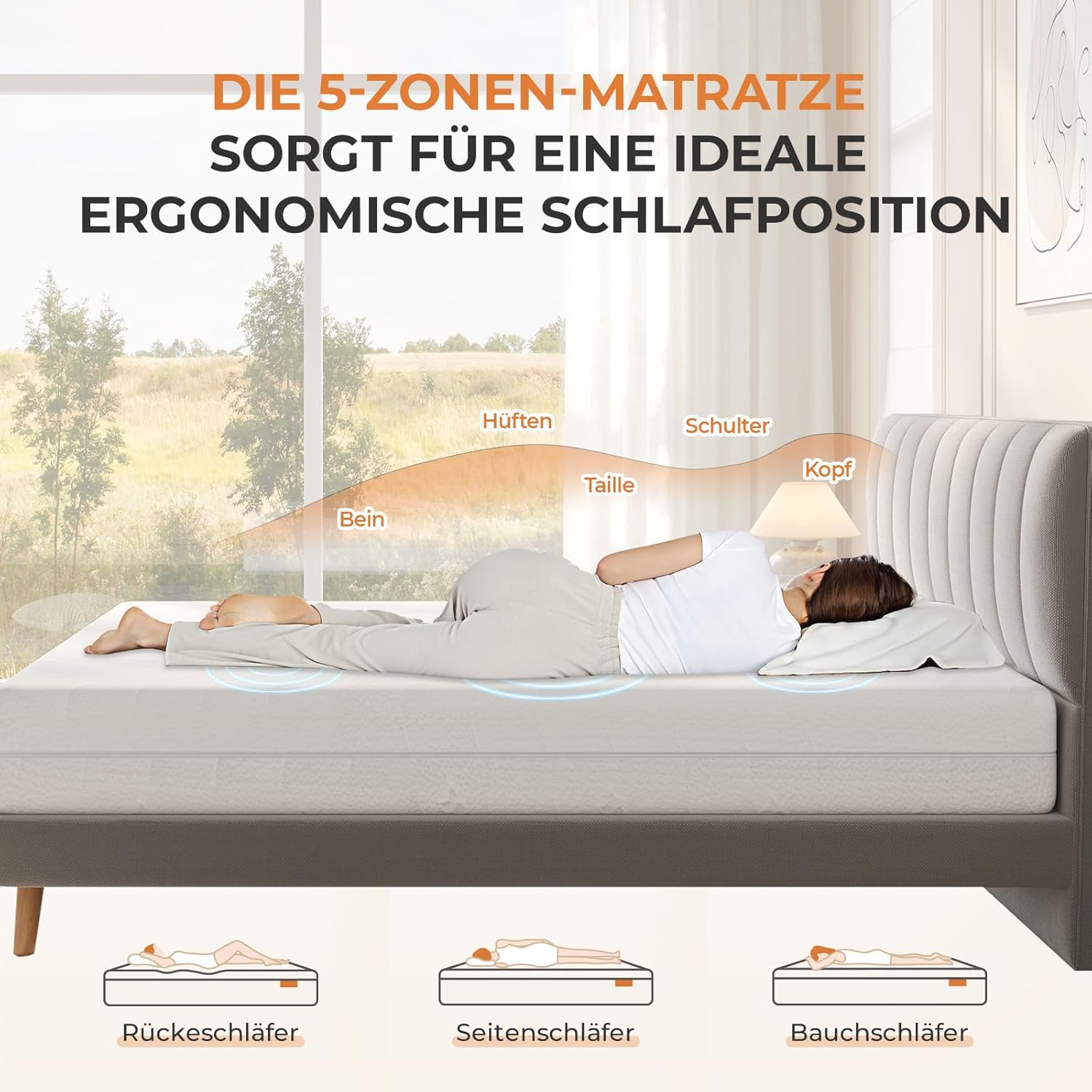Sweetnight 120x200 Matratze 5-Zonen Kaltschaum H2 mit Gel Memory & Bambus-Kohle