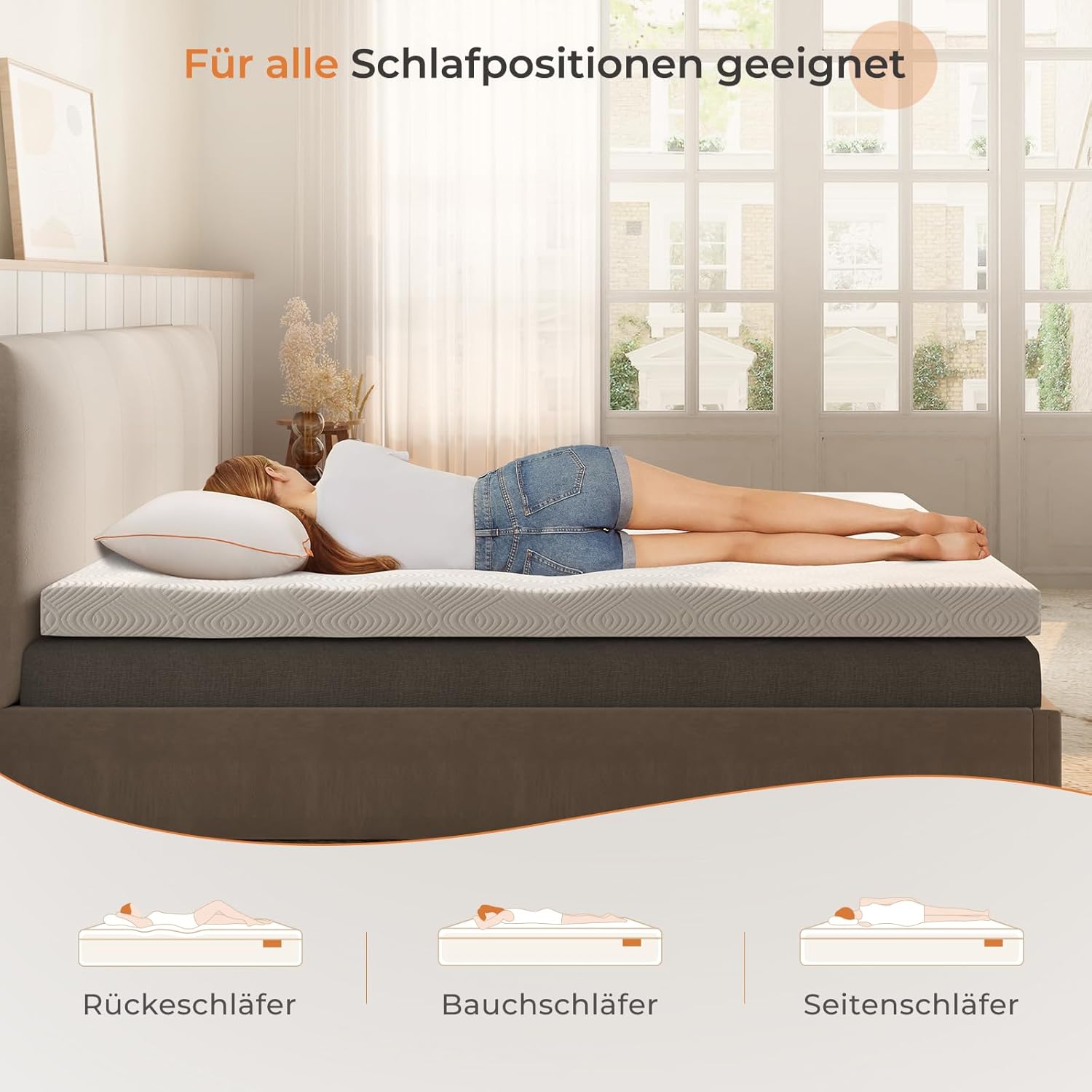 Sweetnight Matratzenauflage 135x190 cm, 10 cm Gel-Memory-Schaum, H2 & H3