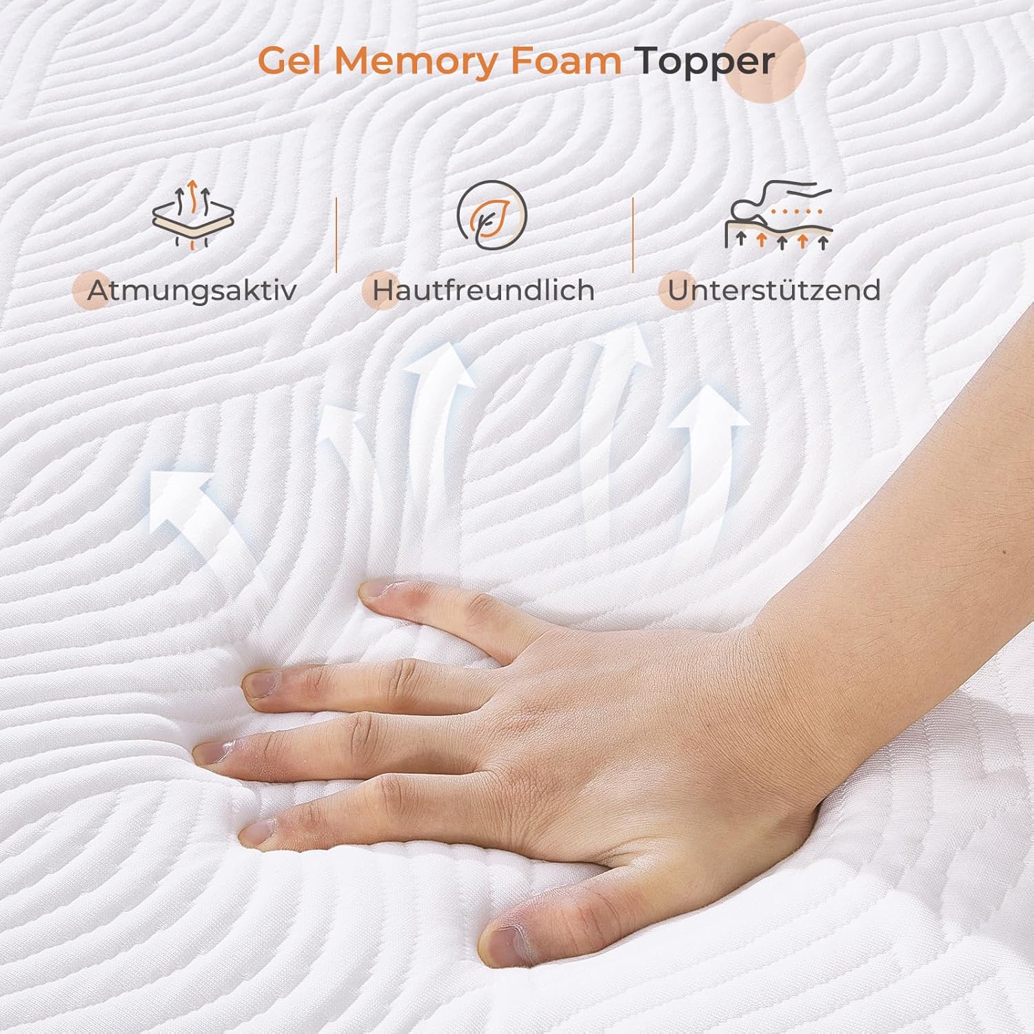 Sweetnight Matratzenauflage 135x190 cm, 10 cm Gel-Memory-Schaum, H2 & H3