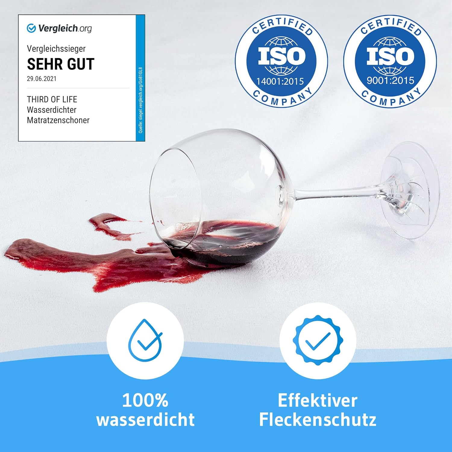 Third of Life Matratzenschoner 140x200 wasserdicht atmungsaktiv Anti-Milben