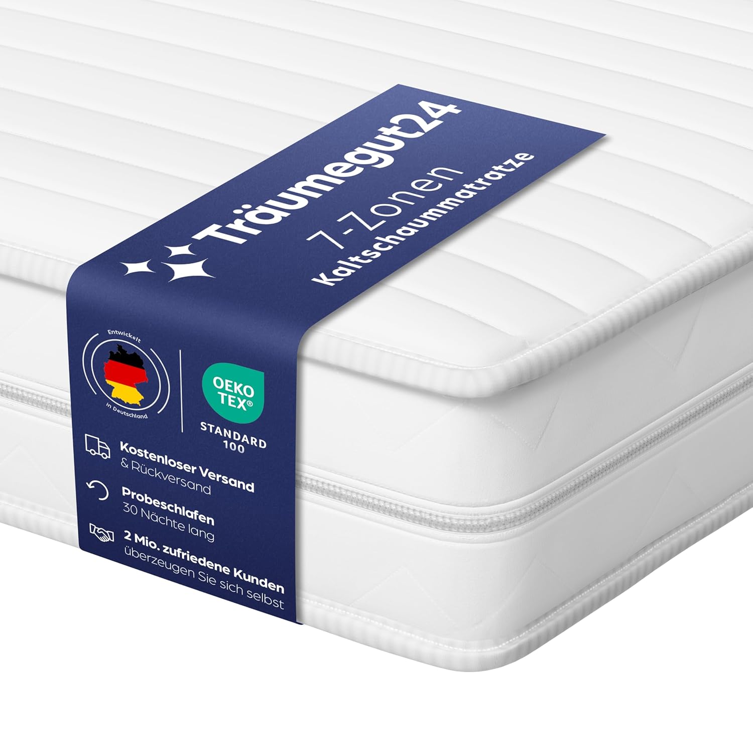 Träumegut24 Matratze 7-Zonen Kaltschaum H2/H3 19cm 160x200cm ÖkoTex