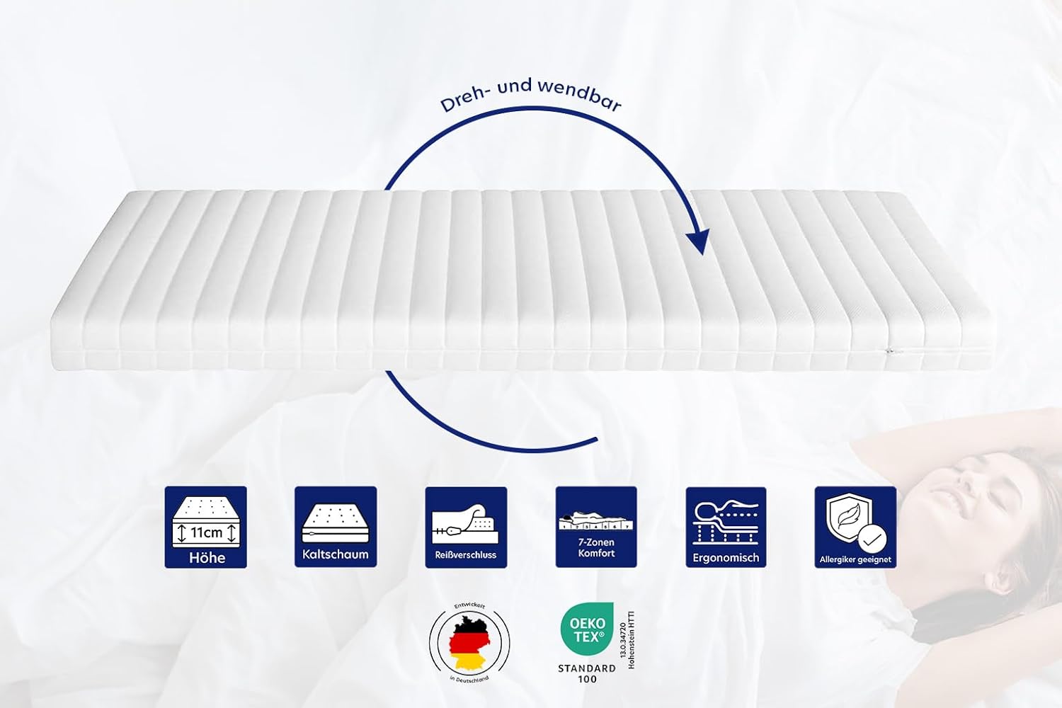 Träumegut24 Orthopädismatratze 7-Zonen Kaltschaum H2/H3 160x200 cm