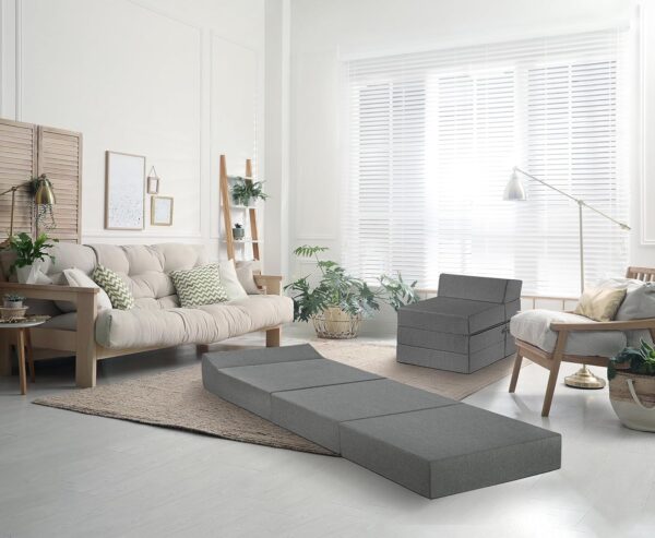 Traumnacht Gastmatratze mit Kopfteil, 200x70x15 cm, Hellgrau, Komfortschaum