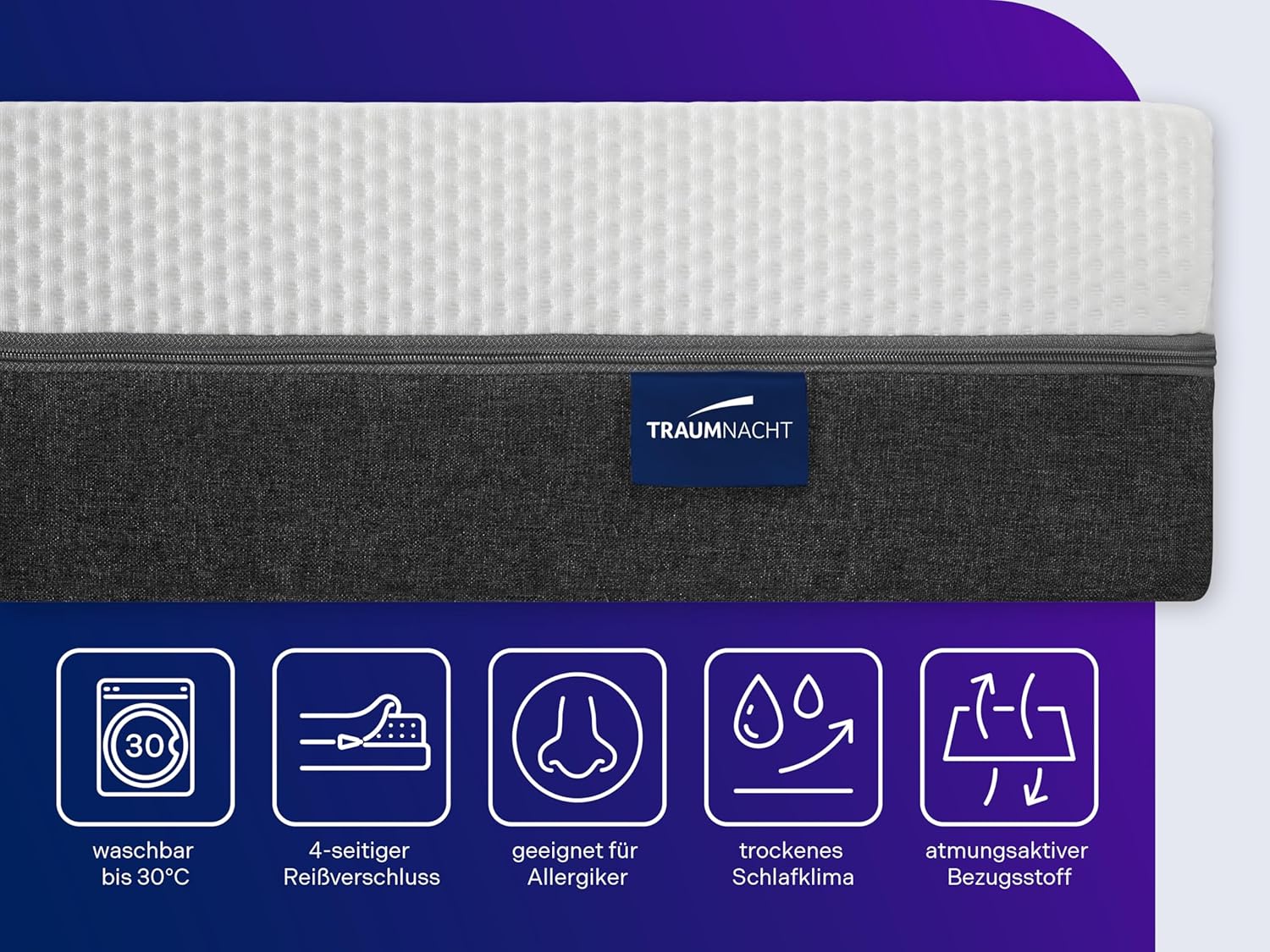 Traumnacht Matratze 7-Zonen Kaltschaum Oeko-Tex H3 140x200x19cm