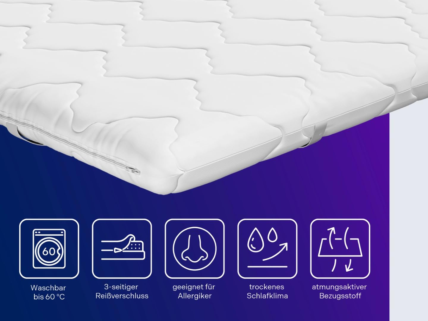 Traumnacht Matratzenauflage mit Komfortschaumkern, Oeko-Tex Zertifikat, 160x200 cm