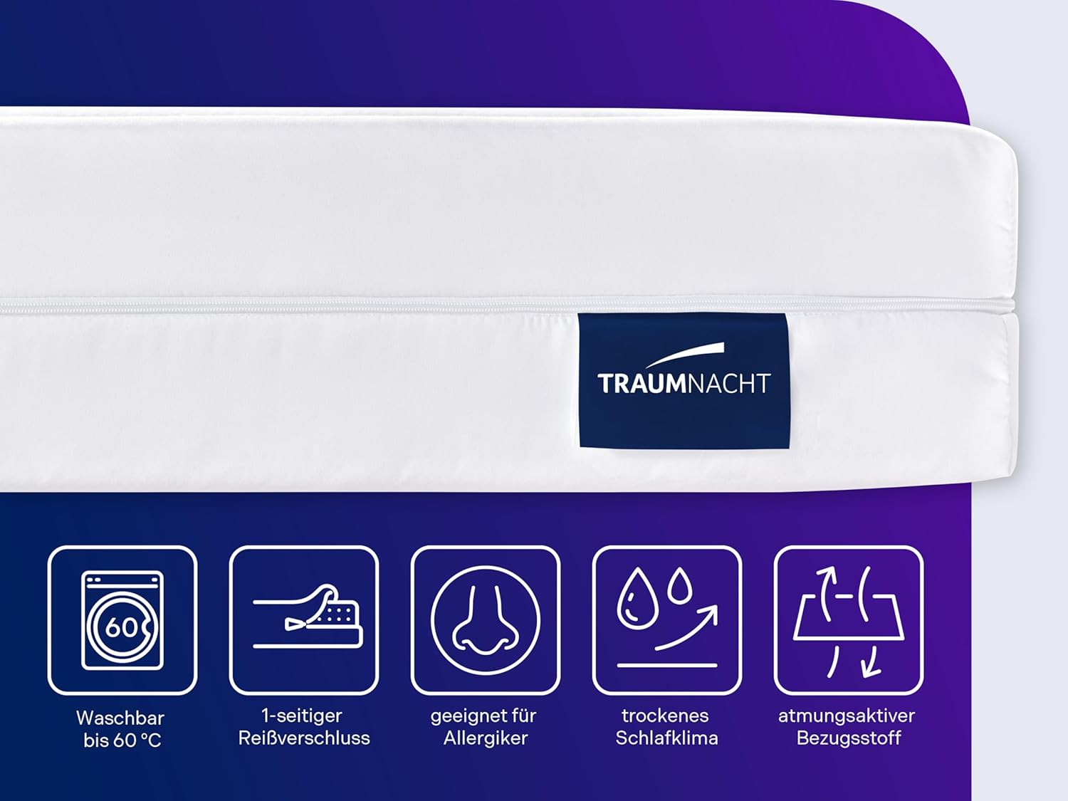 Traumnacht Rollmatratze H2 90x200cm Weiß Öko-Tex Zertifiziert Easy Comfort