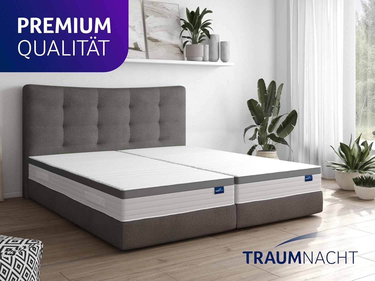 Traumnacht Taschenfederkernmatratze 1000 Federn 23 cm H3 fest Oeko-Tex