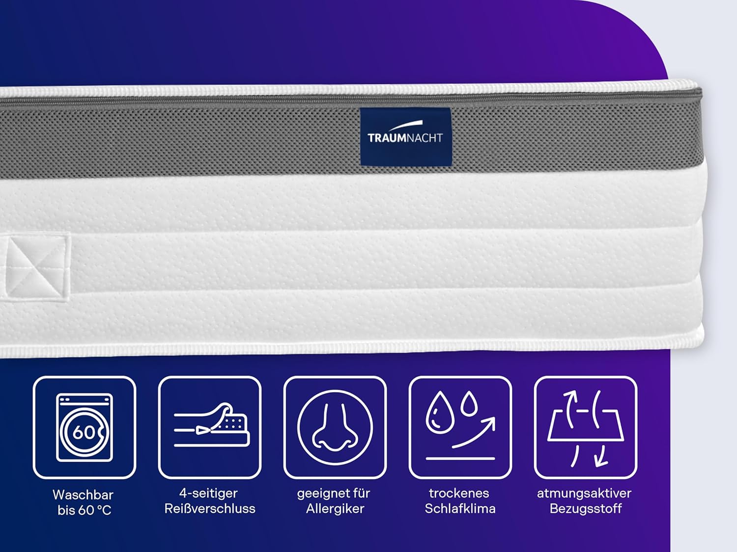 Traumnacht Taschenfederkernmatratze 1000 Federn 23 cm H3 fest Oeko-Tex