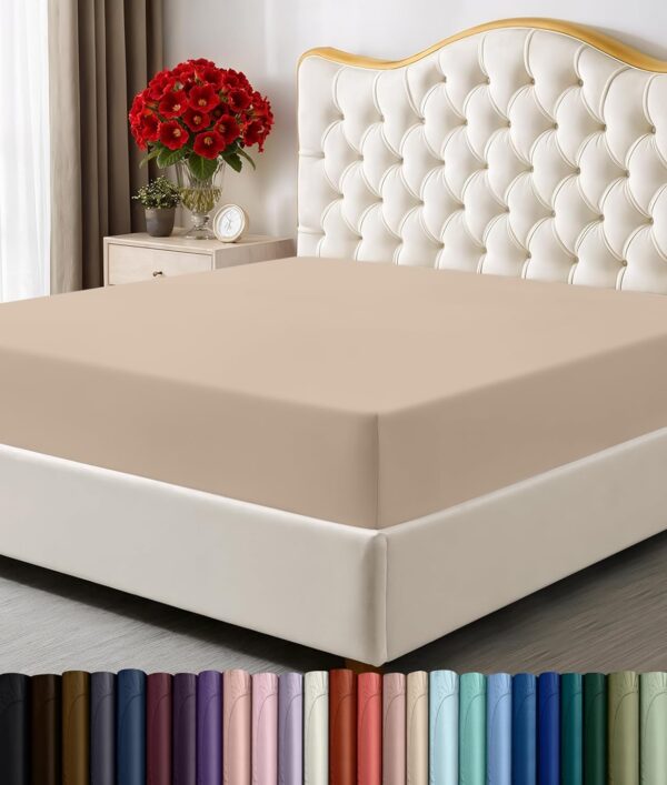 Utopia Bedding King Bettlaken, Tiefbett, Weicher Mikrofaser, Shrink- und Fade-Resistent, Beige