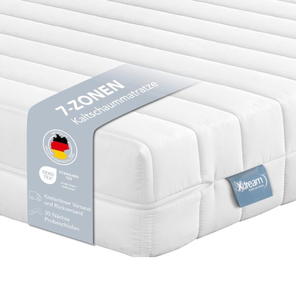 XDREAM Pure 7-Zonen Kaltschaummatratze 160x200 H3, ergonomisch, Öko-Tex, 11 cm hoch